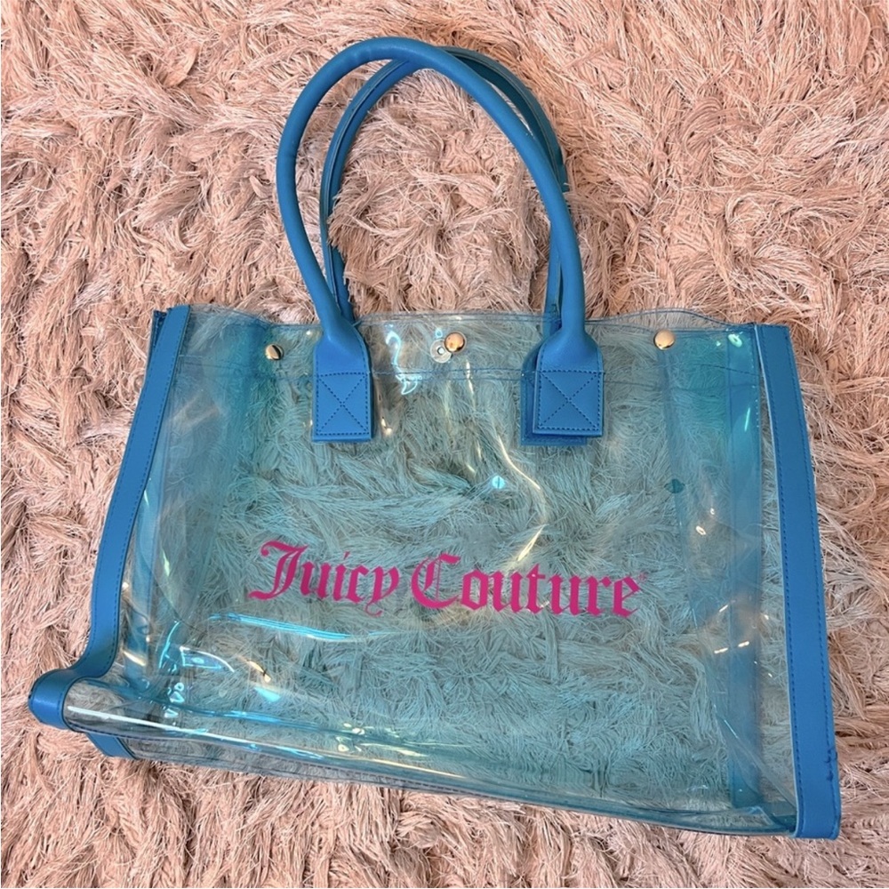 Juicy Couture Vinyl Transparent Blue Handbag